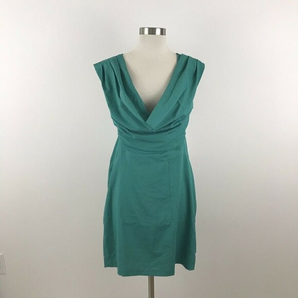 fab'rik Dresses & Skirts - Fab'rik Womens Dress Teal Open Back Cowl Neck Sleeveless Pleat Accents M